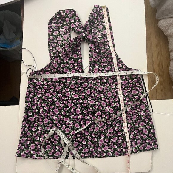 NWT Zara Floral Twist Neck Halter Blouse Tank Top Purple Black Green‎ White Sz S - Picture 8 of 8
